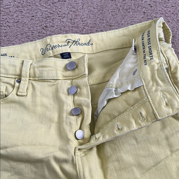 Universal Thread Yellow Jean Shorts Distressed Cut-Off Style - Picture 4 of 5